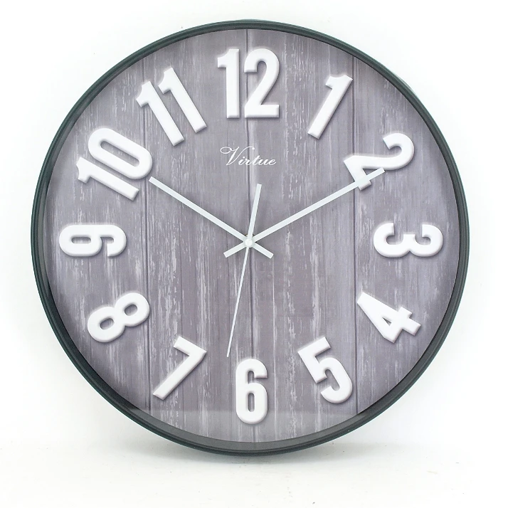 14 inch simple style wall clock  battery operate plastic round quartz custom decorate modern wall clocks for sale