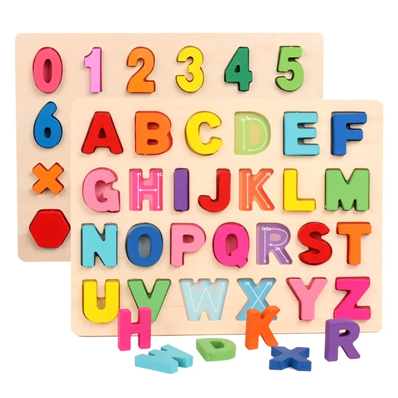 Wooden Board Alphabet Number Kids Montessori 3d Learning Puzzle Early Educational Activity Boards Toys For Child Boys And Girls