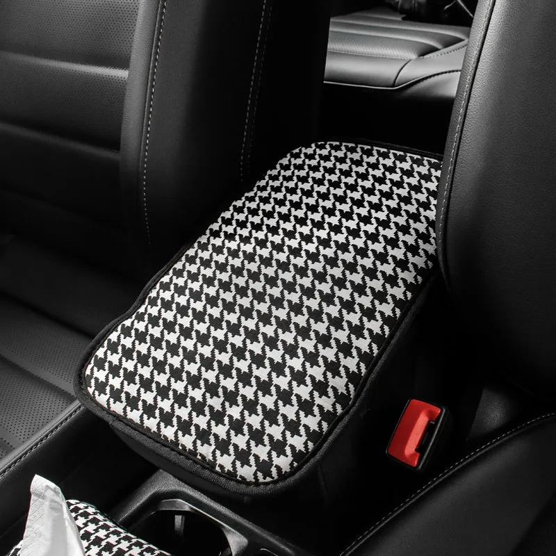 Universal Car Armrest Box Cover Pad Houndstooth Decoration Car interior Protector for Arm Support
