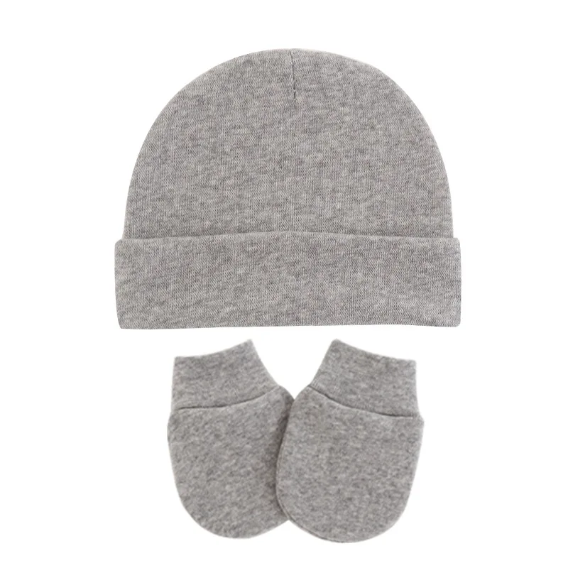 A Hat For Newborns Anti-Scratch Set Baby Beanie Hat Solid Color Hood Baby Hats Baby Products