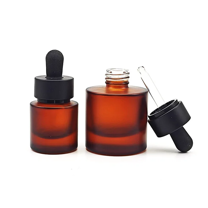 Custom Logo Amber Frosted Cosmetic Packaging Set 30ml 40ml 50ml 100ml 120ml Pump Bottle Matt Brown Dropper Bottle Cream Jar 50g