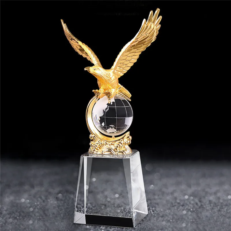 Folk Art crystal eagle metal trophy Award Souvenir