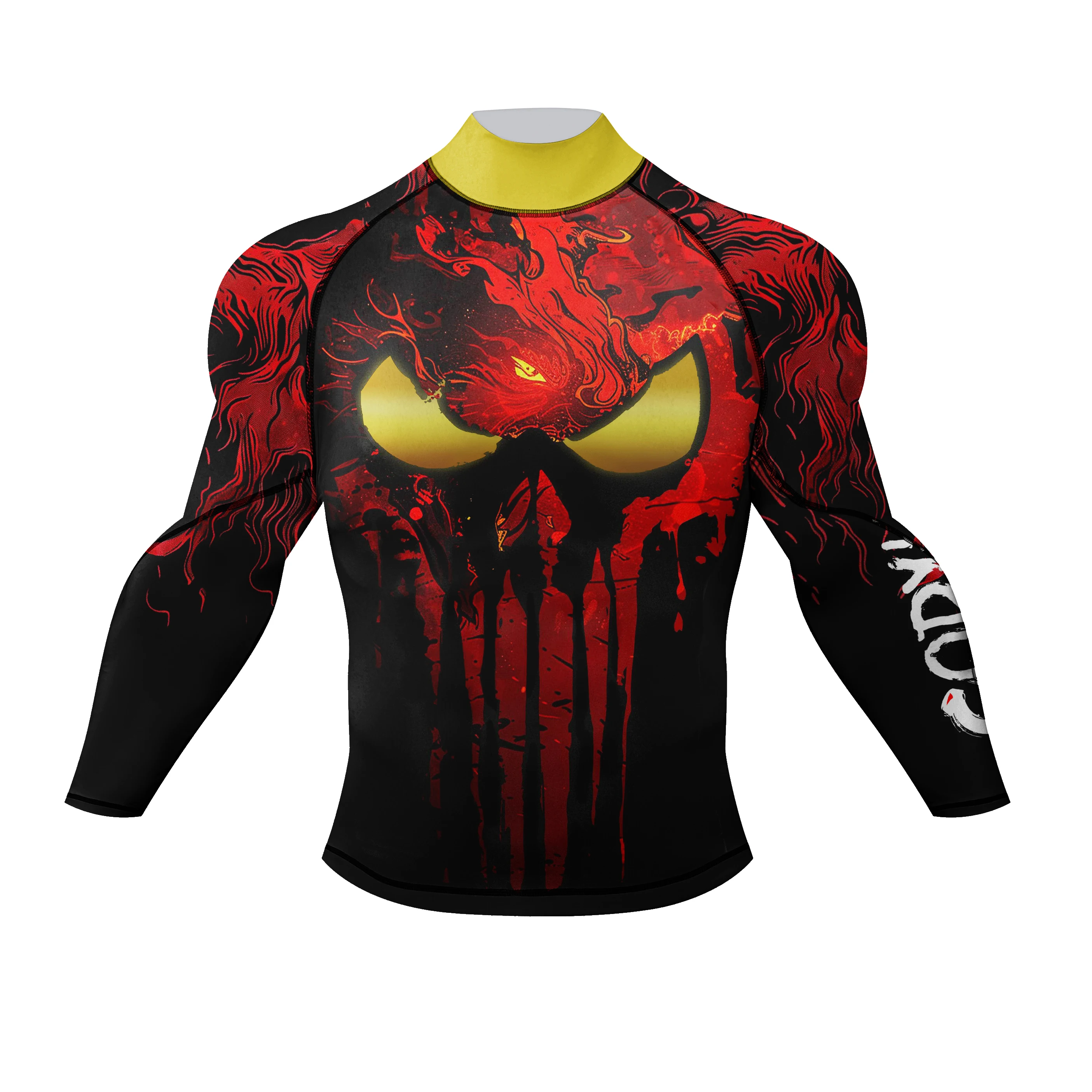 New Top sellers Spandex Adult Sport Costume Cosplay Clothes Custom 3D Printed Black Gym Compression Long Sleeve T Shirt for Men