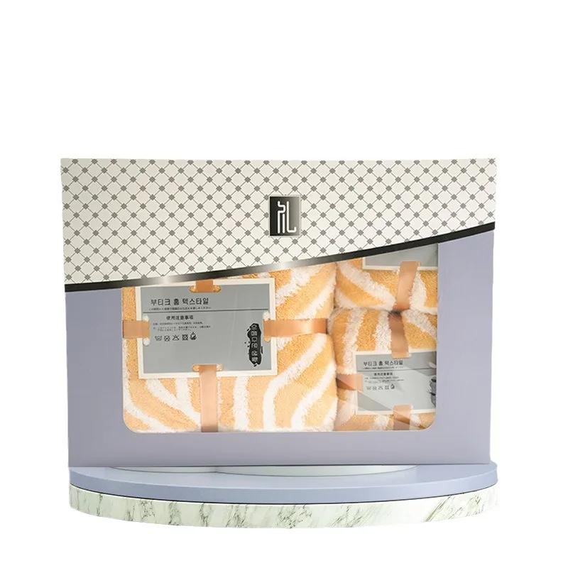 Wholesale abstract texture  microfiber towel set Coral fleece wash cloth Soft absorbent microfiber towel set  gift box towel set