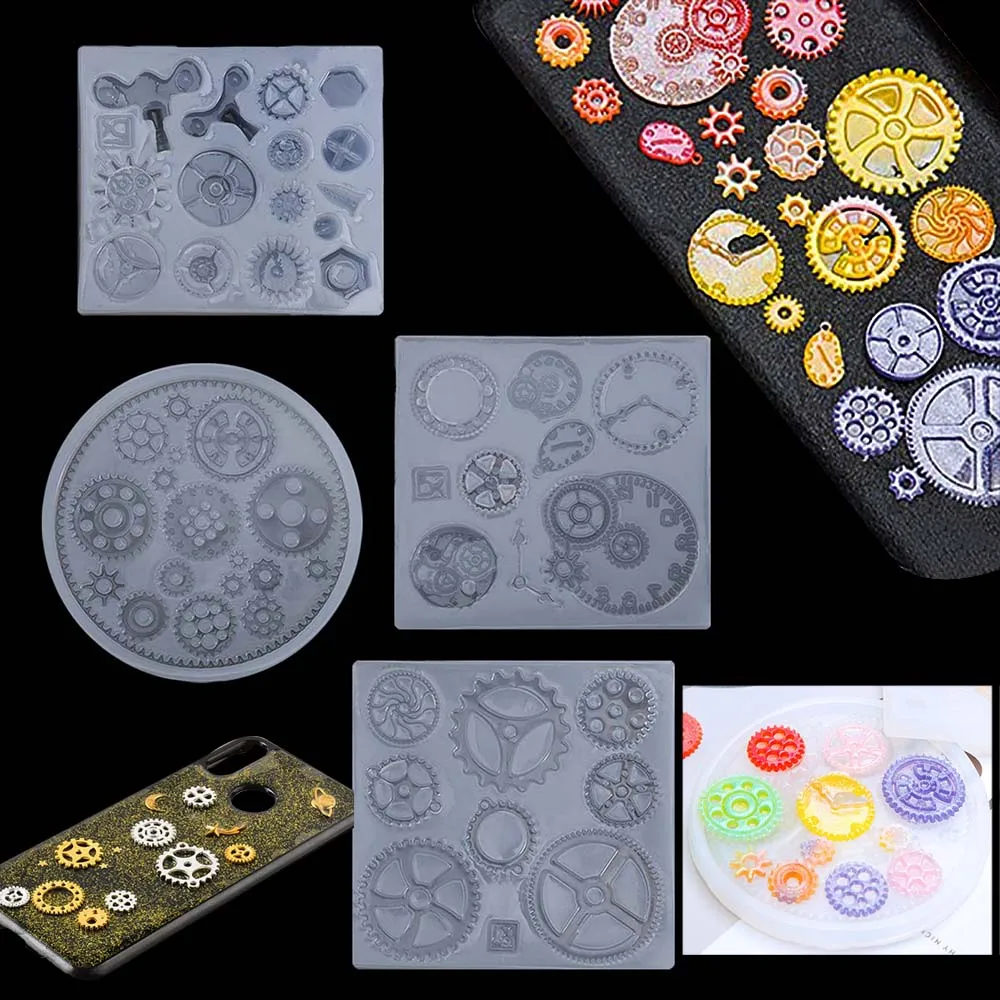 4PCS Gear Resin Casting Mould DIY Mold Wheel Gear Shape 3D Silicon Molds Epoxy Resin Moldes De Silicona Para Resina