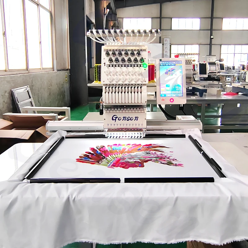 Cheap Price Single logo Making Machine Computerized 12 15 Needles Embroidery Machines for Name Label Design