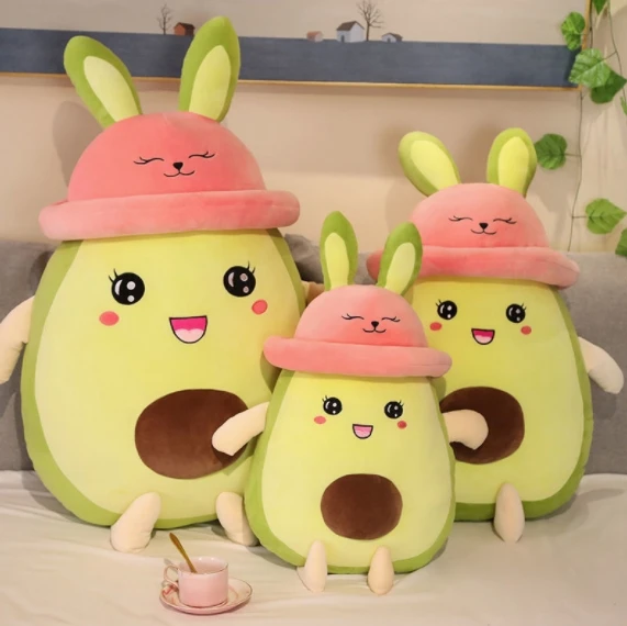 Cartoon wearing hat avocado doll throw pillow cute avocado plush sofa bed cushion gift plush toy