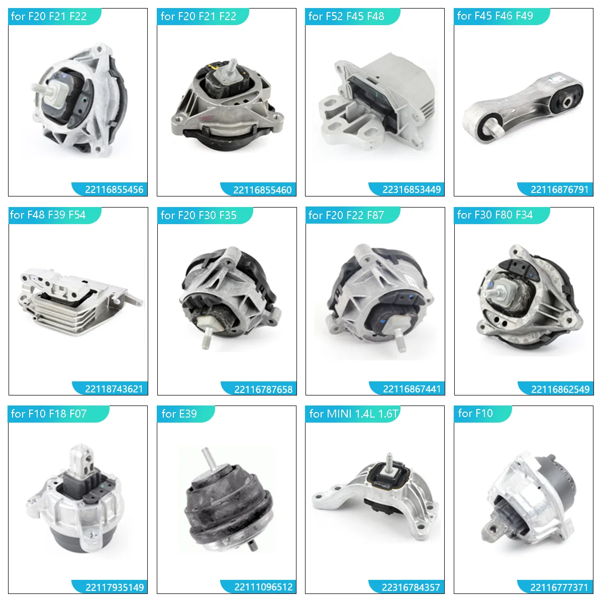 ShungTak Engine Mount Support for BMW F39 F40 F52 F45 F46 F48 F49 Mini F54 F55 F56 F57  F60 OE 22116885934 22116875626