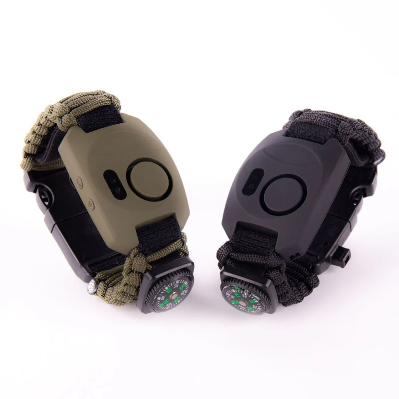 New Arrival 8 in 1 Survival Bracelet 130Db SOS Alarm Survival Paracord Bracelet With Knife Compass Whistle LED Light Thermometer