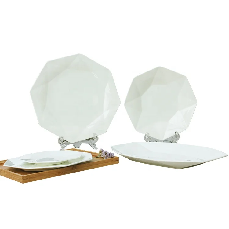 custom made octagon fine china royal white crockery porcelain ceramic tableware dinnerware sets