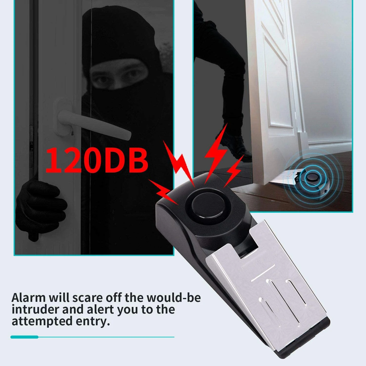 120dB Wedge Door Stop Alarm, Antitheft Security Device for Home/Hotel/Apartment Safety