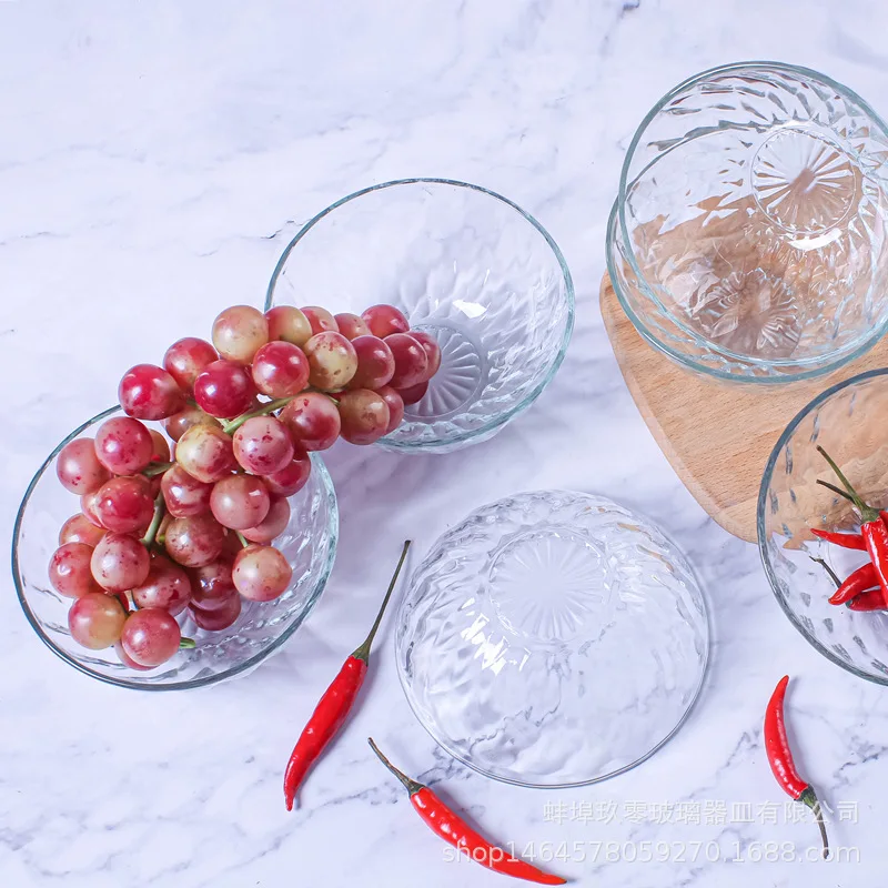 Fashion Plate transparent glass set diamond bowl plate six piece set fruit crystal salad bowl diamond two piece set meal bowl