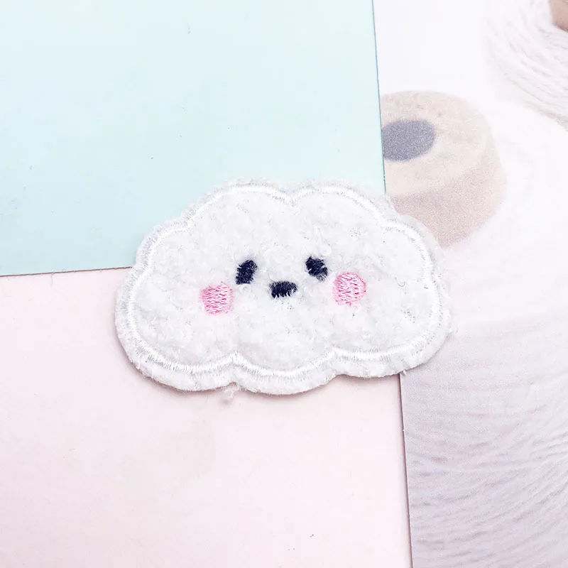 Iron On Patches Custom Clothes Accessories Cute Self Adhesive Garment Embroidered Badge Embroidery Patch Cloudy Chenille Patches