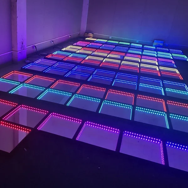 Remote WIFI SD MDX control 3D effect infinity LED dance floor dj  Mirror glass led dance floor for night club/ fashion show