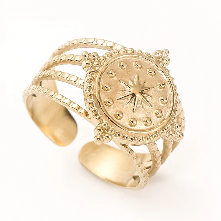 Hot Selling Stainless Steel Luxury Jewelry Accessories 14K Gold Plated Watch Ring