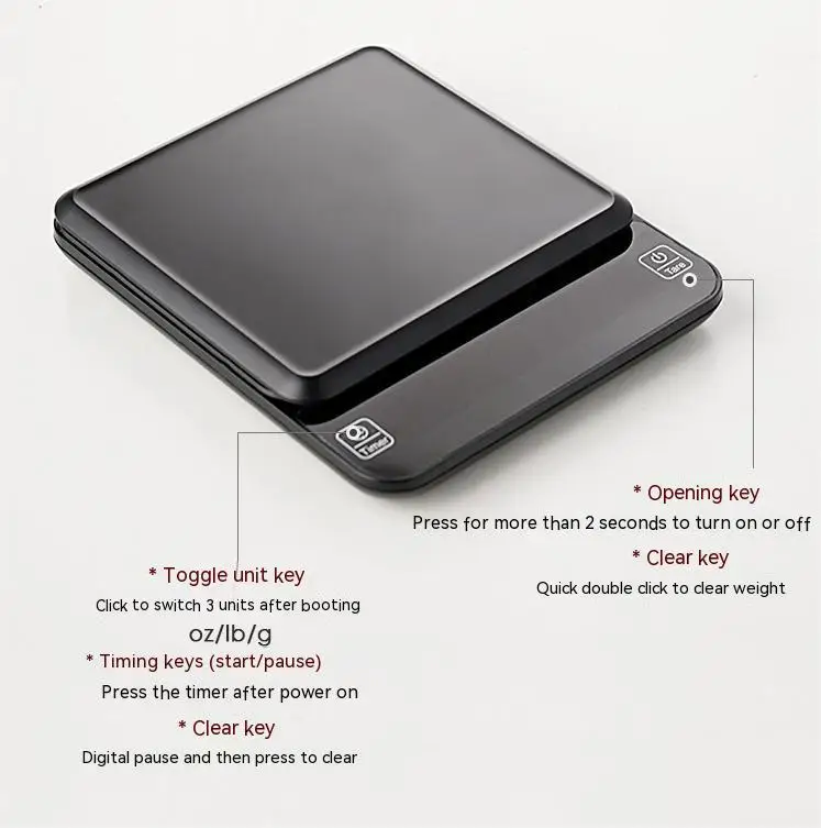 Pocket Digital Espresso Weight 3kg/0.1g Rechargeable Mini Coffee Scale with Timer