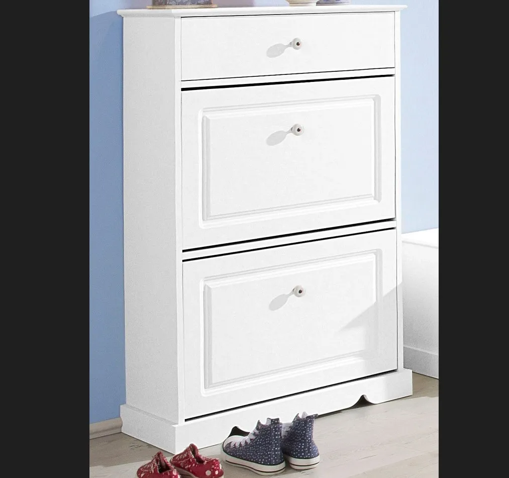 Shoe Cabinet with 3 Compartments white Drawer Organizer Clear Shoes Racks cabinet