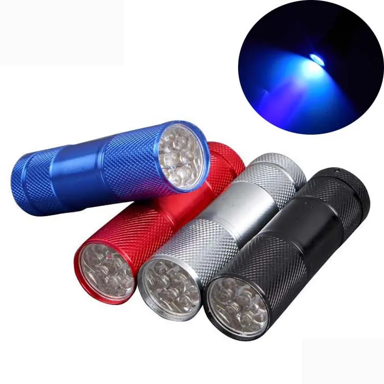 Factory Wholesale OEM Portable Mini UV Torch Light Waterproof Aluminum alloy 395NM Torche 9 LED led Flashlight