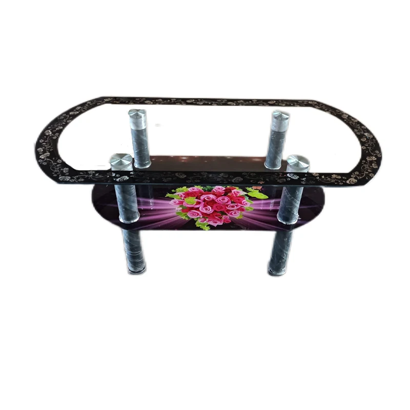 Hot Sale Nordic Style Metal Legs Large Oval Tempered glass desktop Countertop Coffee Table For The Living Room