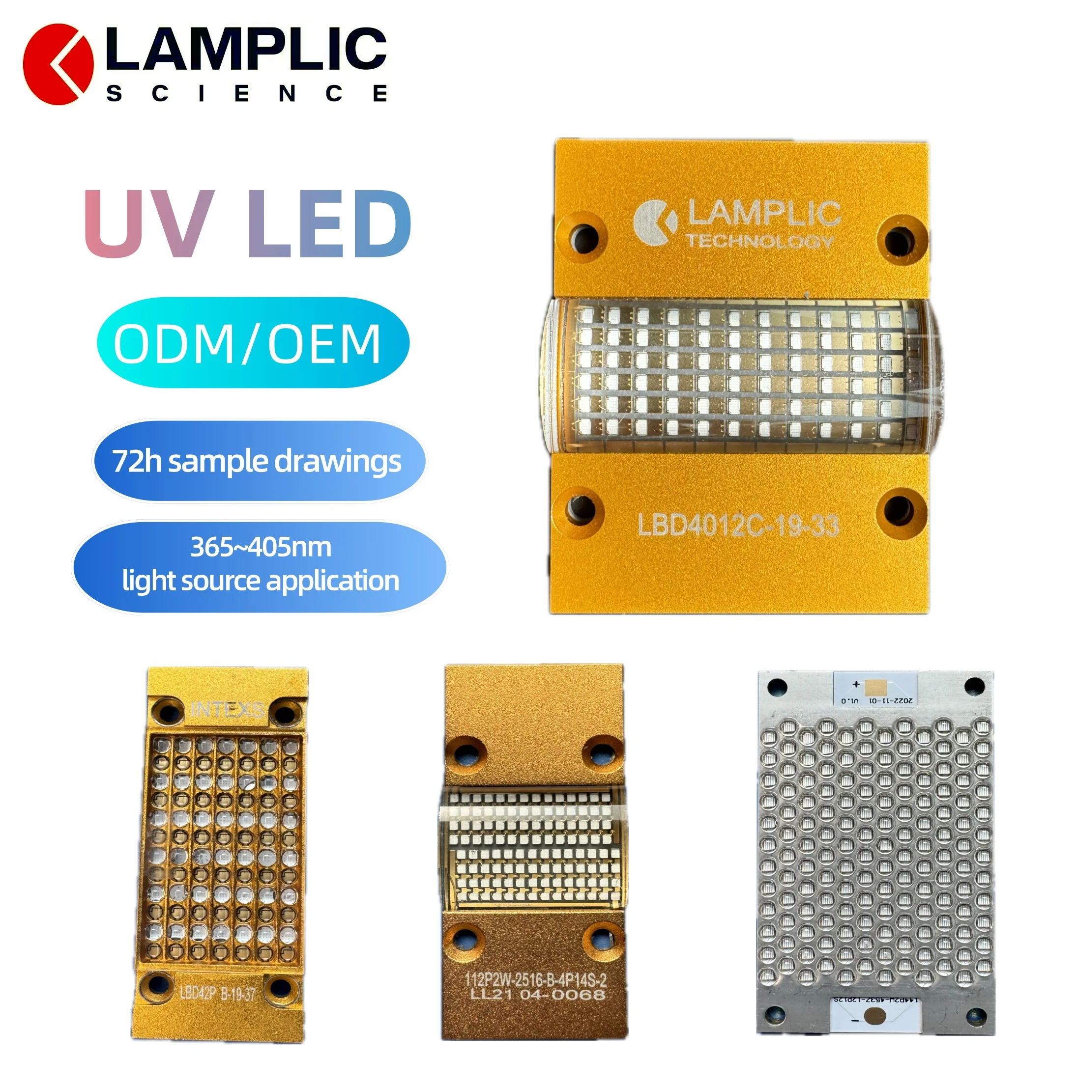 LBD4001 OCA Module 365nm 385nm 395nm 405nm 7W/cm2 UV LED Module For Micro-Phone Glue Curing/Liner  UV LED Lighting