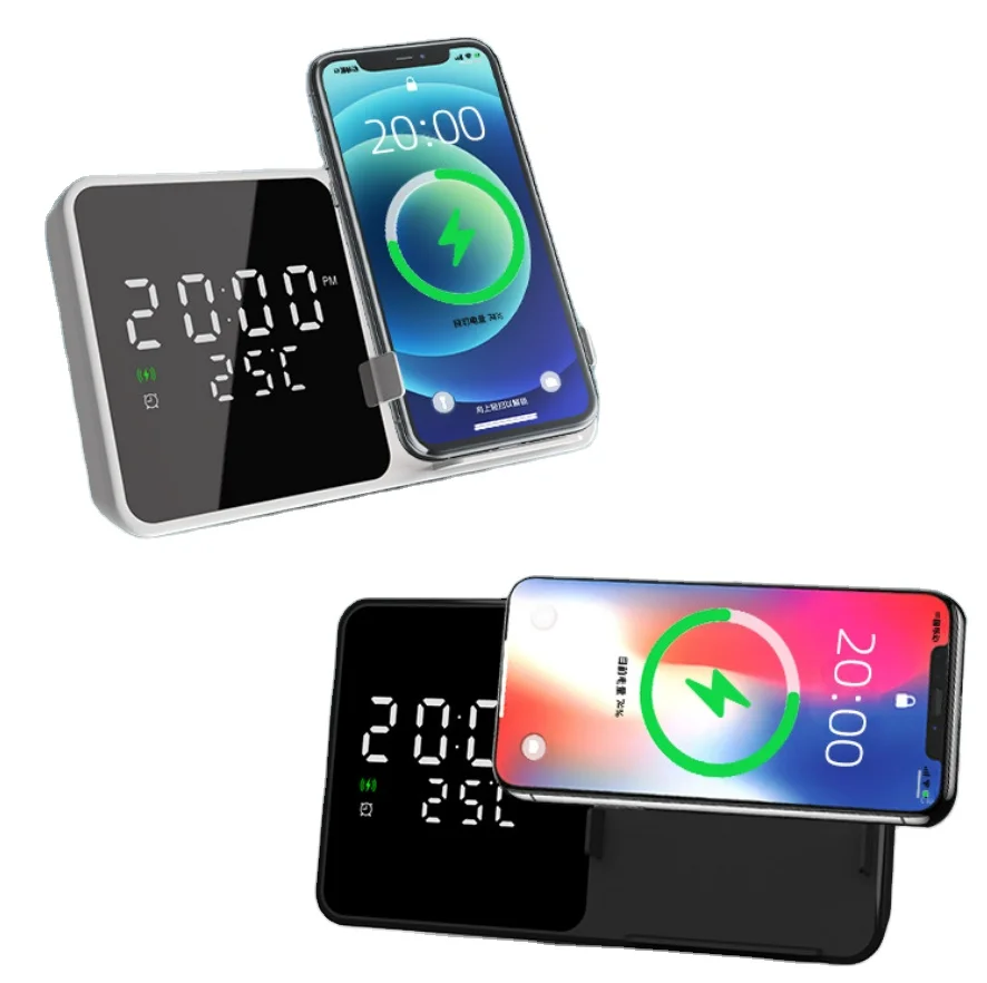 New Wireless Charging Alarm Clock for Bedroom Wireless Charging Clock