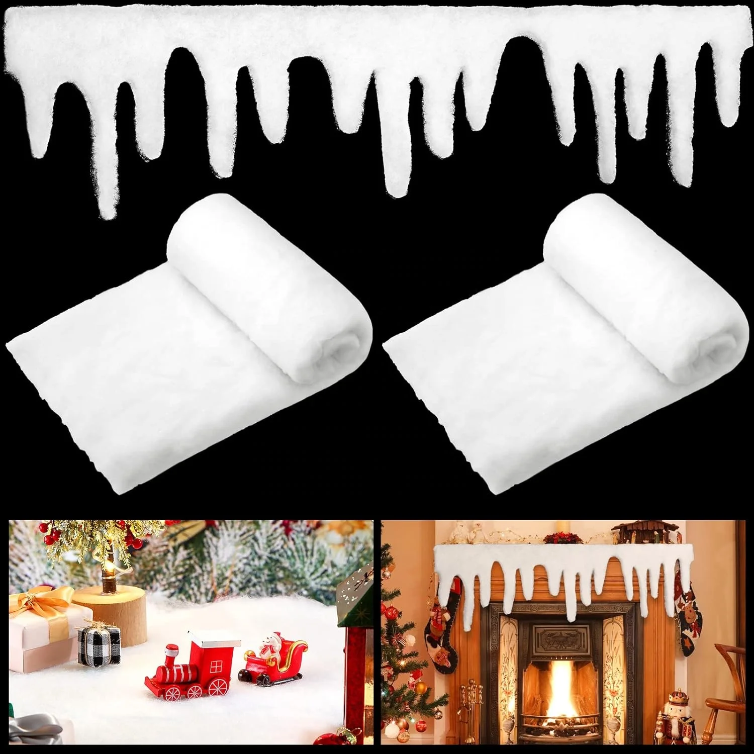 120*36 CM icicle fringe Christmas village decorations icicle snow fringe faux fireplace snow cover blanket icicle table runner