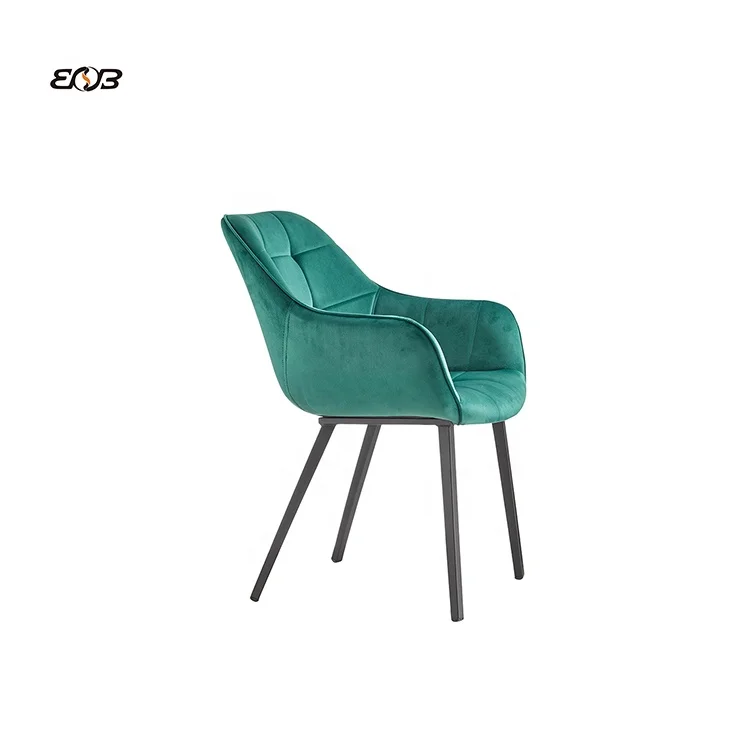 Hot sale restaurant furniture free samples modern simple colorful fabric / velvet dining chair with metal legs