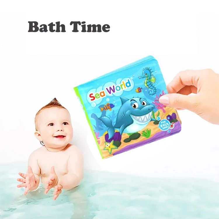 Custom baby PVC waterproof bath book for Baby Education sea animal