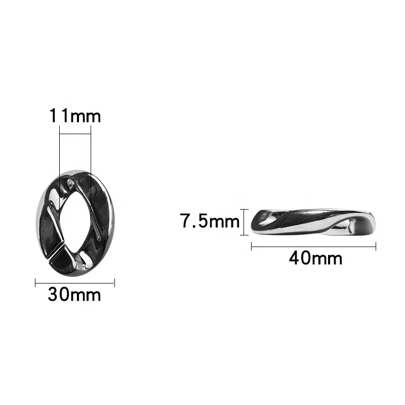Portable Chain Sparkling UV Electroplating Chain Large Size 30*40mm Acrylic Chain Plastic Buckle Bag Clothes Hats Accessories