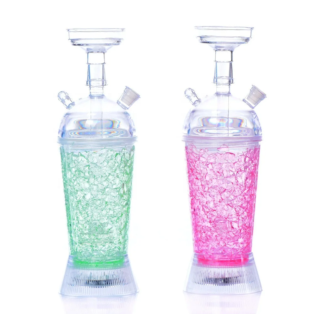 Wholesale Single Hose Hookah Acrylic  Cups Smoking Accessories Portable Led Acrylic Shisha Hookah