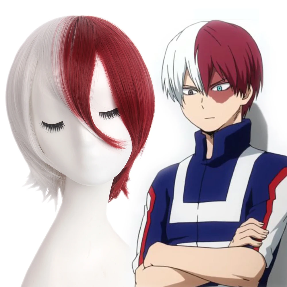 Easy Anime Cosplay Wig Todoroki Shouto My Hero Academia Wig Male Cosplay Party Wig White