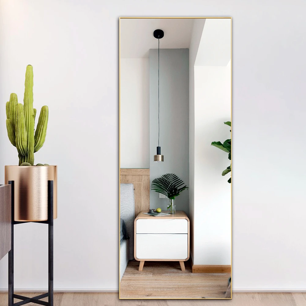 Aluminum alloy framed full size full length standing dressing mirror for living room