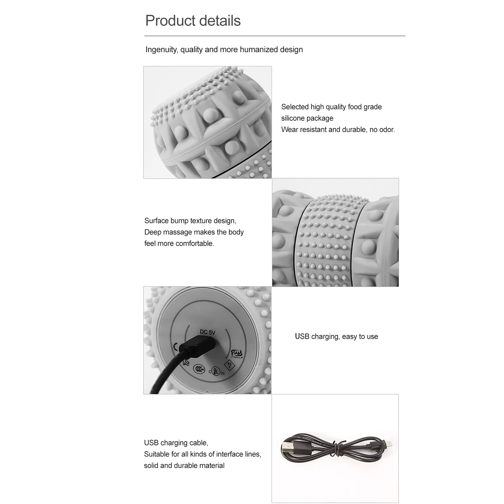 Muti-function Electric Spiky Foam Roller Vibrating Massage Peanut Ball