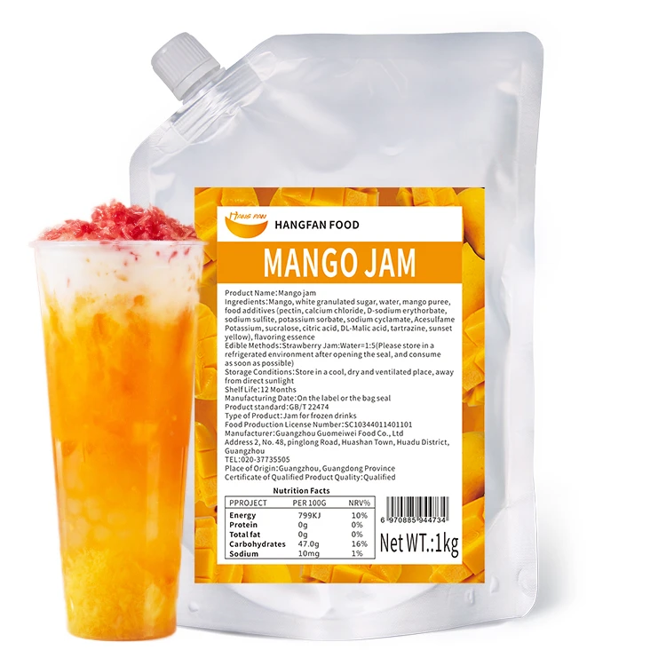 
Best Selling Fruit Jam For Bubble Tea 1kg Mango Jam For Fruit Tea 