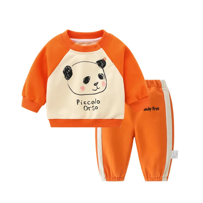 Fall Kids Two Piece Clothing Set Cotton Daily Hoodies Trousers Boys Girls Sweatshirts Clothing Set 2022
