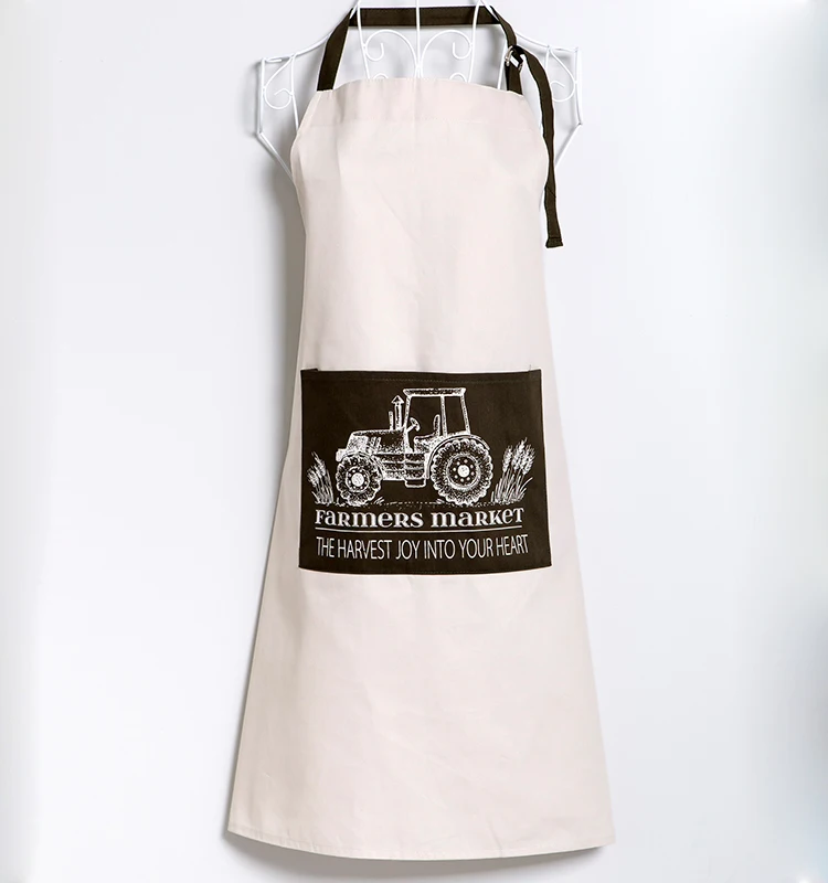Size Color Customization Poly Pretty Promotional Coffee Shop Hot Sell Cotton Printed Apron kitchen