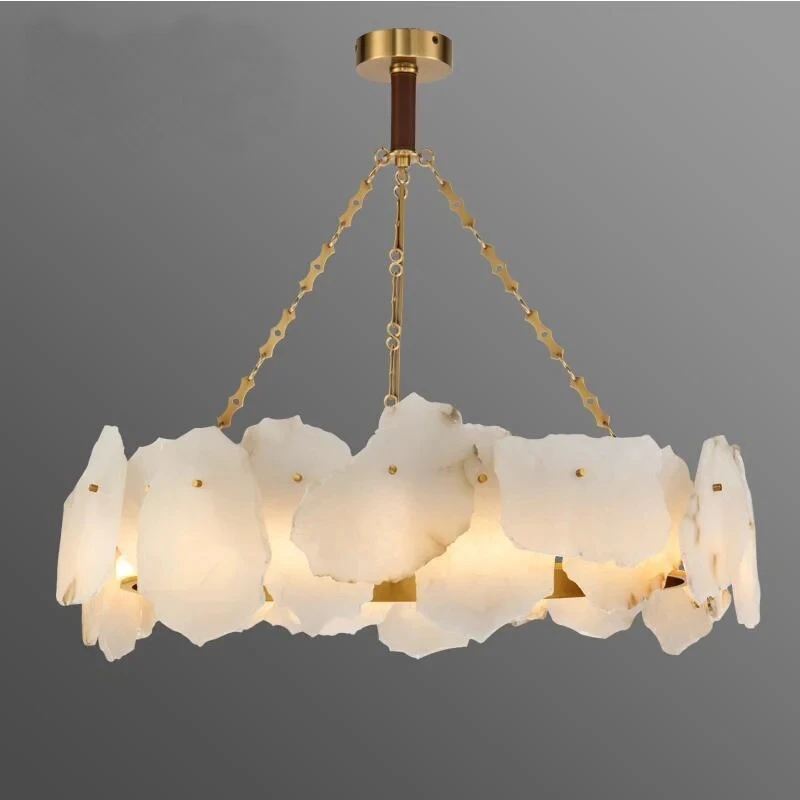 Marble Round Chandelier Vintage Pendant Light Modern style Indoor chandeliers Marble hanging light customized brass chandeliers