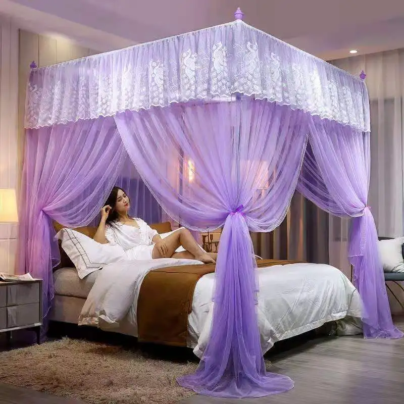 Wholesale best price palace pink double bed folding foldable new designer queen size bed mosquito net