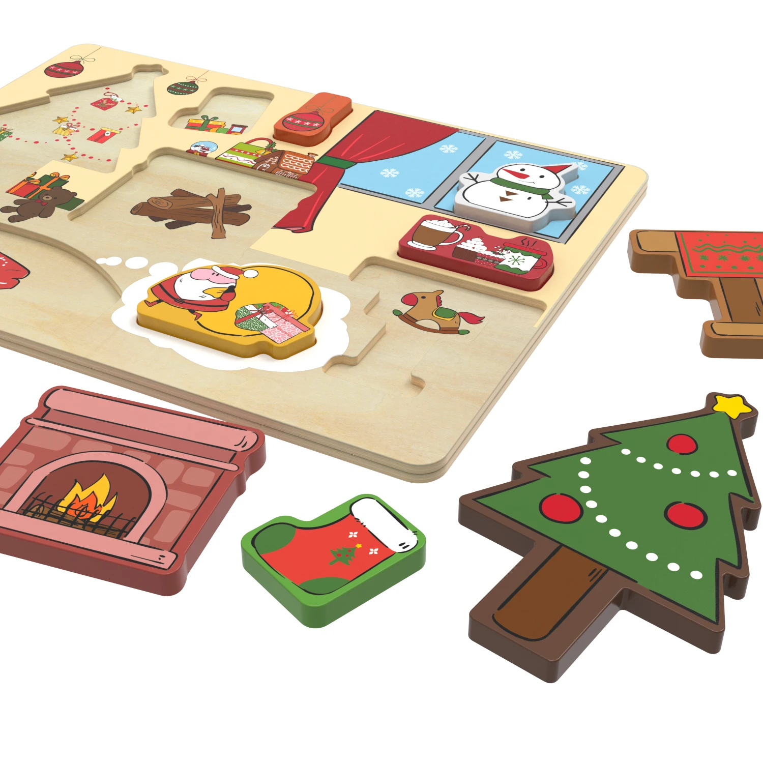 Children Educational Toys Puzzle Jigsaw Wooden Toys Montessori Early Learning Christmas Puzzle Toys