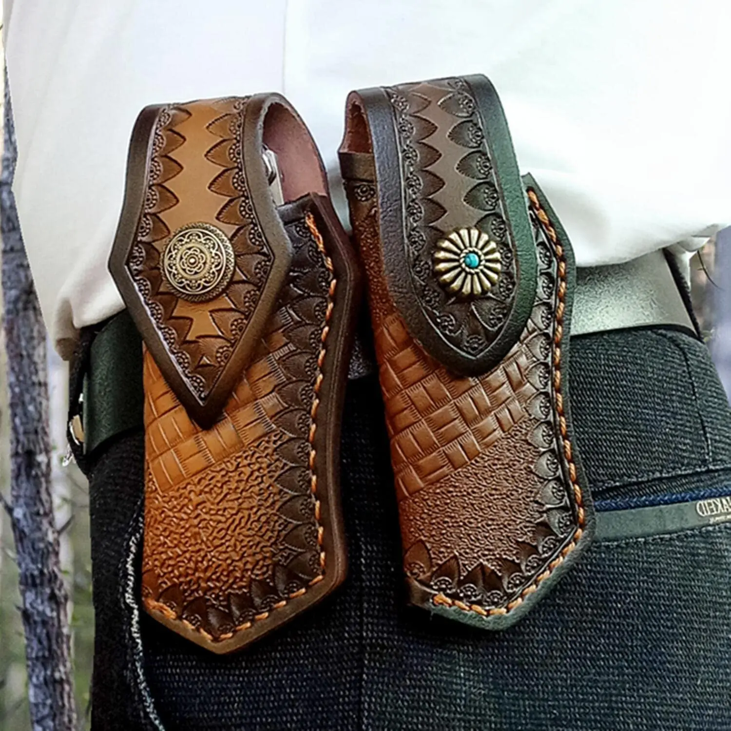 High Quality Leather Folding Pocket Knife Sheath Leather Knife Pouch for Buck 110 Knife Holster Sheaths Dark Brown