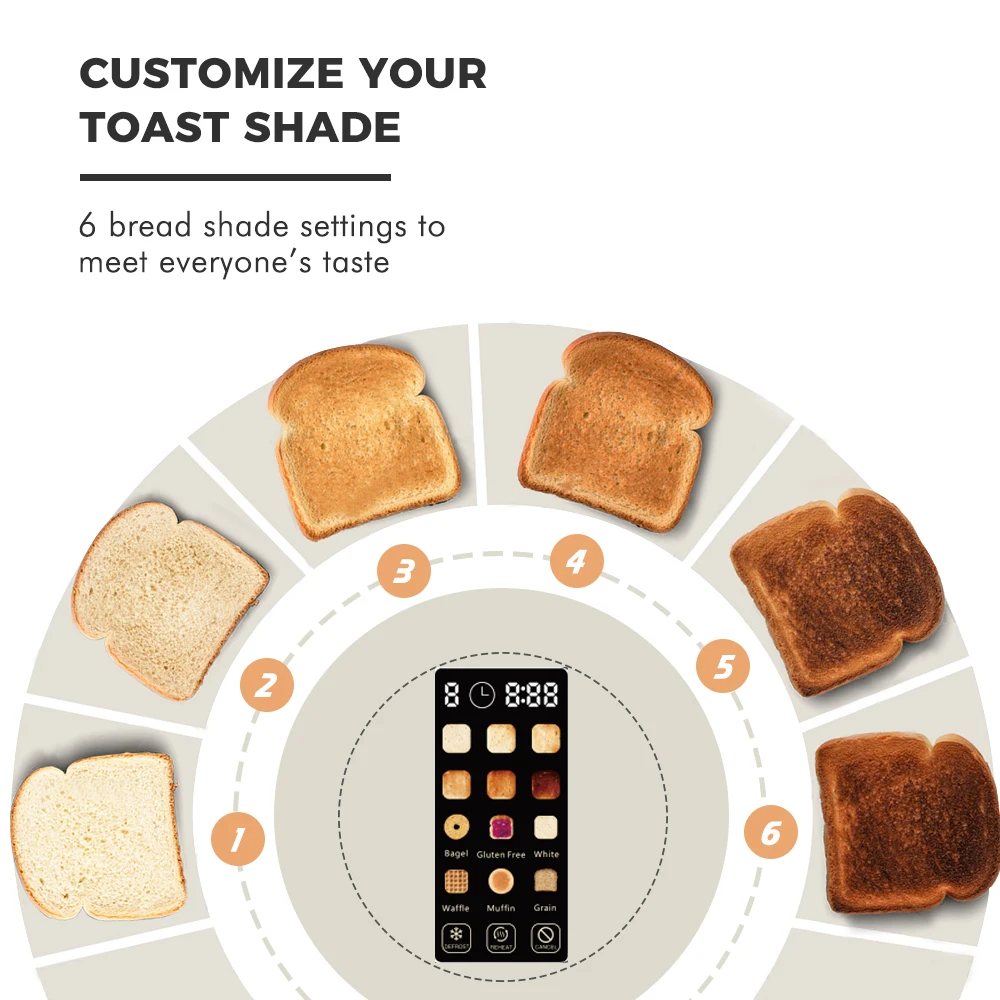 New Design Stainless Steel Bread Toaster with Large Digital Screen and Touch Control Multiple Functions Smart Toaster