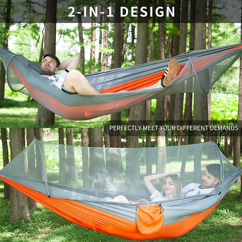 Outdoor Camping Pop-up Mosquito net hammock with glass fiber poles Lightweight Portable parachute nylon Mosquito Net hammock
