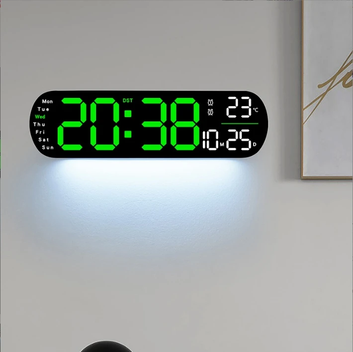 Modern Anniversary Home Decor  Multi-functional  Large LED Brightness Adjustable DST Timer Plastic  LED clock Digital Wall Clock