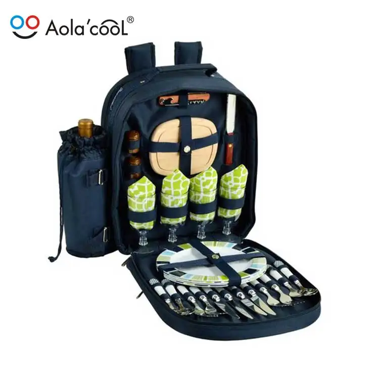 
Outdoor portable waterproof customized oxford fabric lunch bag set 4 person picnic backpack  (1600155426541)