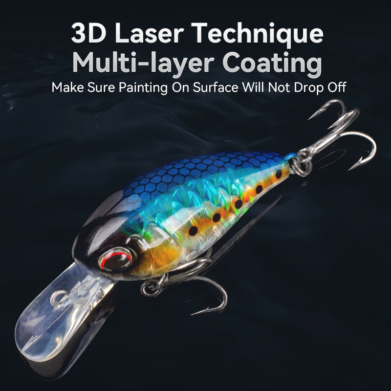 Kingdom New Design Crankbait Lure 6g 6.5g High Quality Floating  Fish Scale Laser Tape Hard Artificial Bait Minnow Lure For Sale
