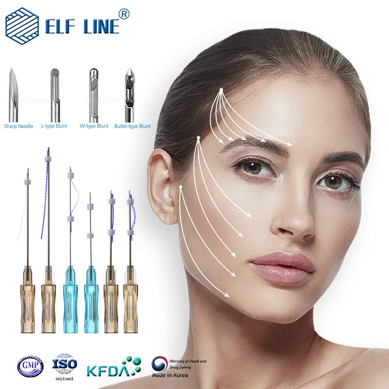 korea ELF LINE aptos pdo thread lift 6D V cog 19g pdo minerva molding cog lifting blunt thread with blunt cannula for nose lift