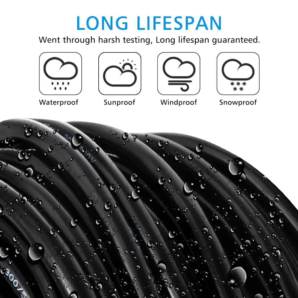 RVV Wire Cable Extension Cord Copper Electricity 3 Conductor 0.75mm Electric Cores Black Xlpe Power
