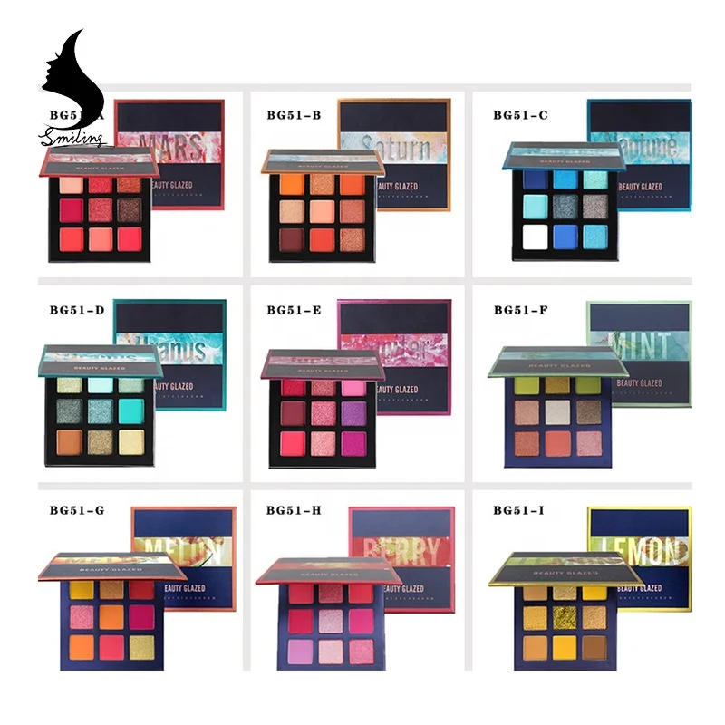 Beauty Glazed 9 Colors Blue Yellow Shimmer Party Romantic Color Eye Makeup Orange Color Piggment Eyeshadow