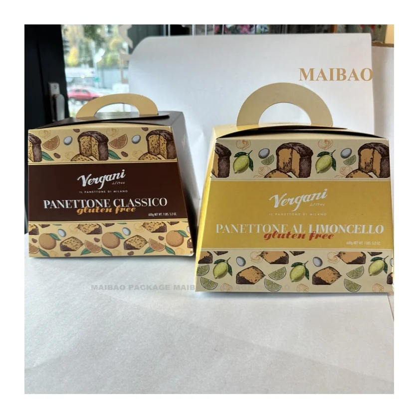 Wholesale Cake Dessert Takeaway Boxes Italian Classic Panettone Round Box Cupcake Packaging Paper Customized Box For Panettone
