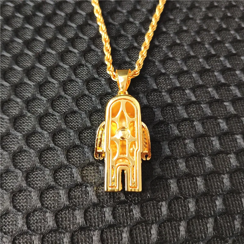 Hot Sale Luxury Sapphire Clavicle Chain Fashion Rhinestone Alien Robot Spaceman Sweater Chain Pendants Necklace_20